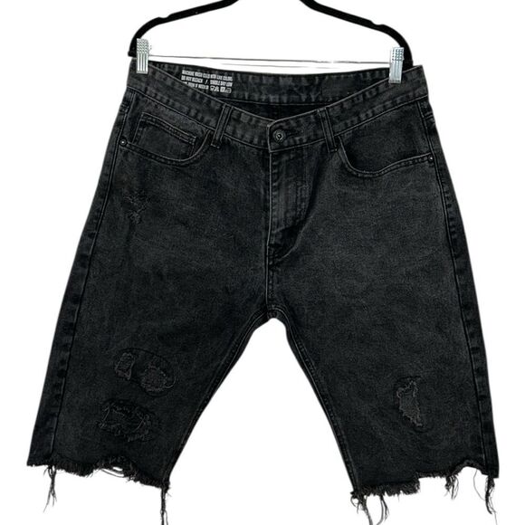 Smoke Rise Men’s Black Jeans Distressed Shorts(Size 36) - Picture 1 of 11